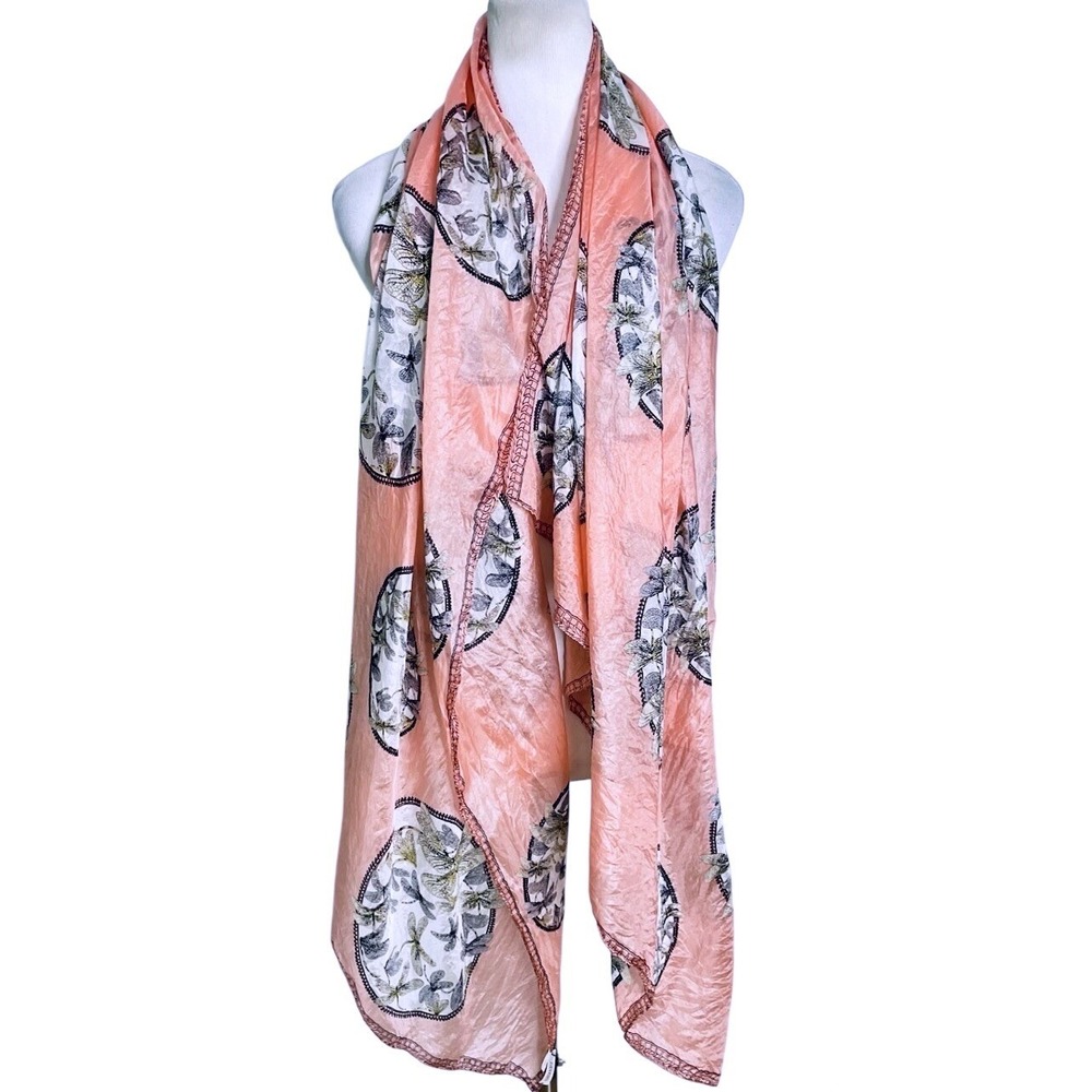 Pandolfo 100% Silk Scarf Dragonfly Print Pink Rare 44 X 70